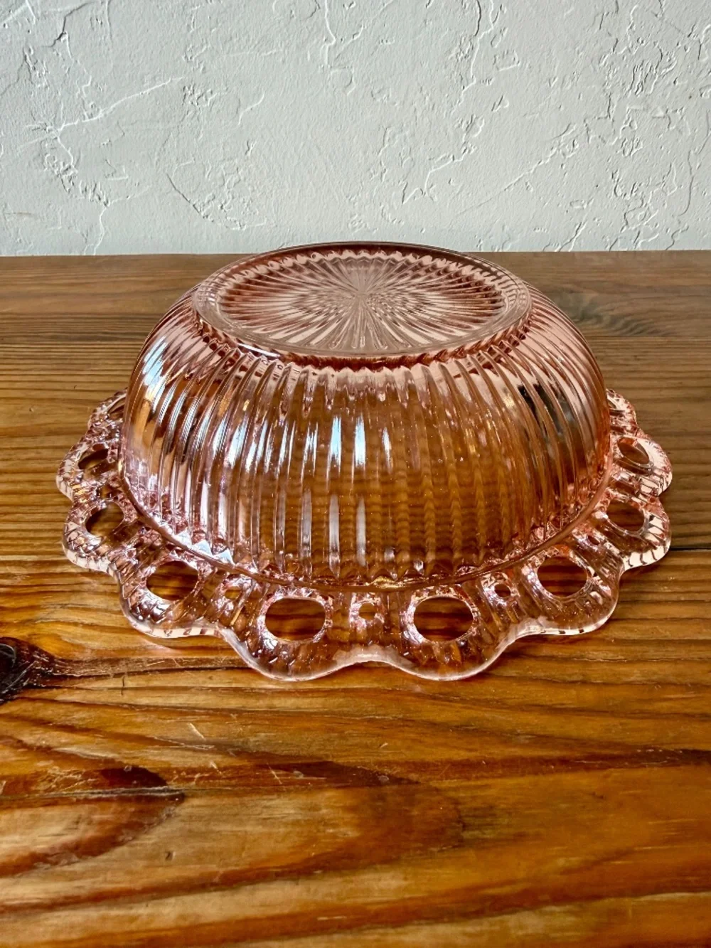 Anchor Hocking Old Colony Pink Depression Glass Lace Edge Bowl 8